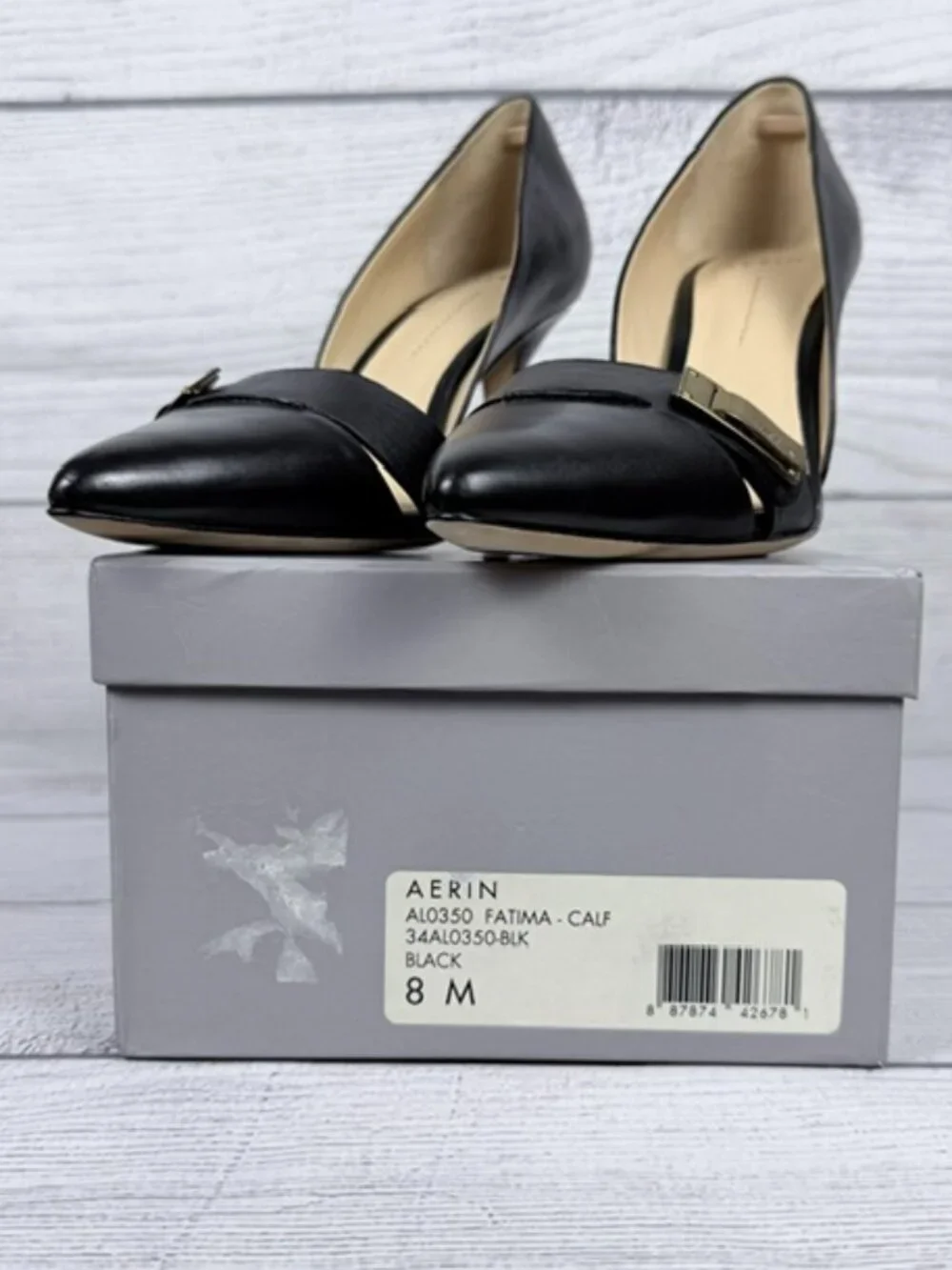 🖤 NIB AERIN Fatima Black Leather Pointed Toe D'Orsay Pumps Heels Size 8